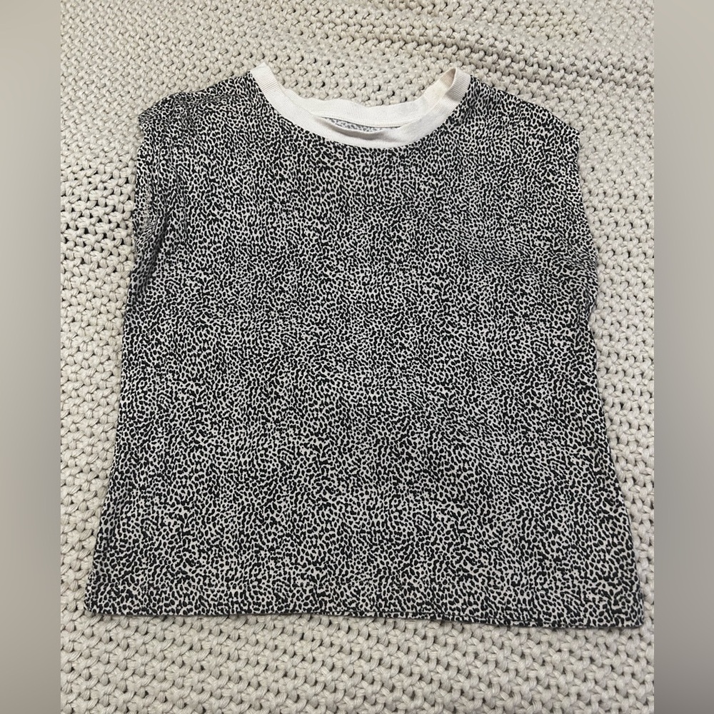 LOFT Cream and Black Cheetah Print Top